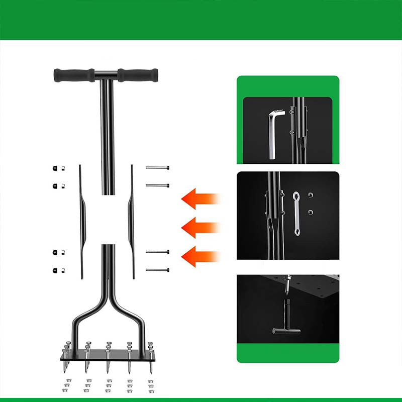 Luftningsverktyg för gräsmattor, automatisk rengöring av smuts och lö
