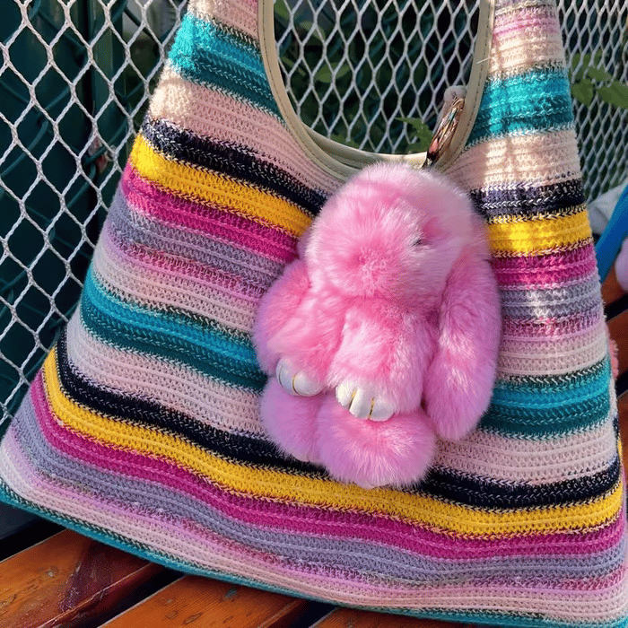 🏆TIDSBEGRÄNSAD SPECIALREA 50 % RABATT🐰Handgjorda mjuka kaninpompon-berlocke