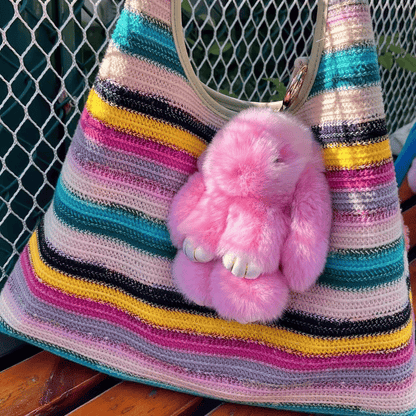 🏆TIDSBEGRÄNSAD SPECIALREA 50 % RABATT🐰Handgjorda mjuka kaninpompon-berlocke
