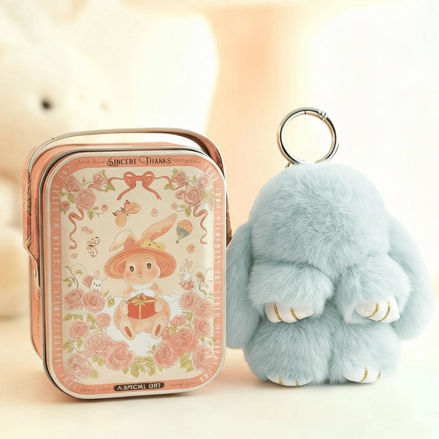 🏆TIDSBEGRÄNSAD SPECIALREA 50 % RABATT🐰Handgjorda mjuka kaninpompon-berlocke