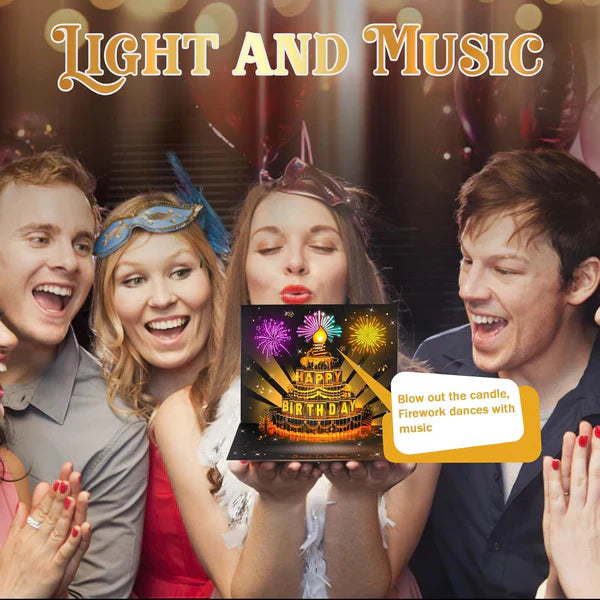 🔥LSAT DAY-REA 70 % RABATT!!🎉3D-popup-musikalisk födelsedagskort med ljus och sång🎵