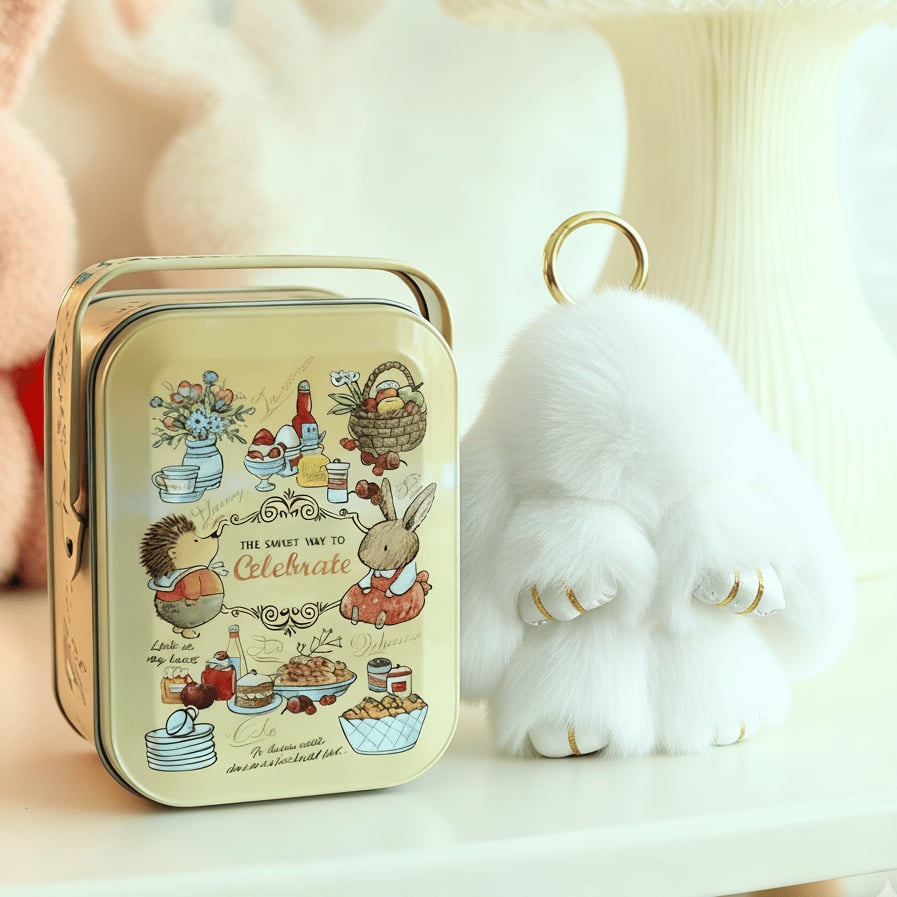 🏆TIDSBEGRÄNSAD SPECIALREA 50 % RABATT🐰Handgjorda mjuka kaninpompon-berlocke