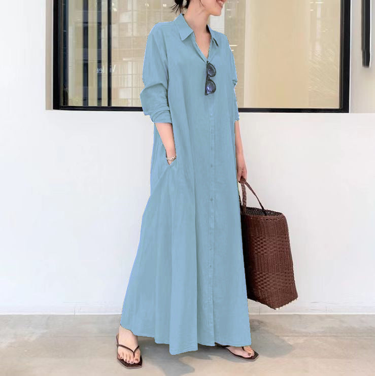 👗 50% RABATT! ✨ Lång, Enkel & Elegant Klänning – Slät Silhuett, Mjukt Tyg & Perfekt För En Minimalistisk Vardagslook 🌸