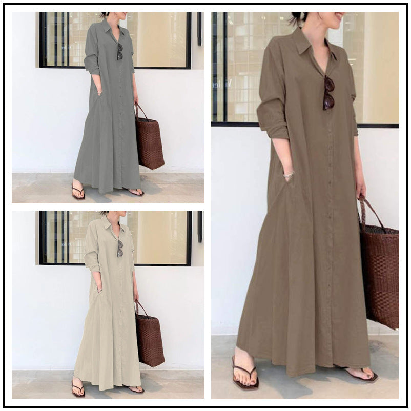 👗 50% RABATT! ✨ Lång, Enkel & Elegant Klänning – Slät Silhuett, Mjukt Tyg & Perfekt För En Minimalistisk Vardagslook 🌸