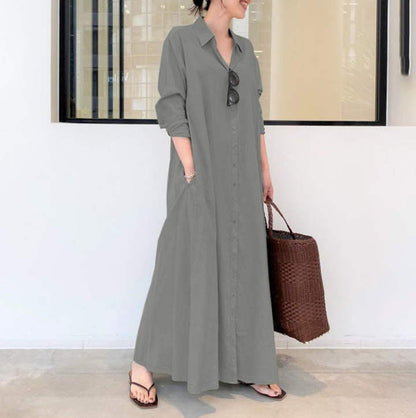 👗 50% RABATT! ✨ Lång, Enkel & Elegant Klänning – Slät Silhuett, Mjukt Tyg & Perfekt För En Minimalistisk Vardagslook 🌸