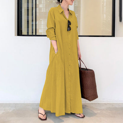 👗 50% RABATT! ✨ Lång, Enkel & Elegant Klänning – Slät Silhuett, Mjukt Tyg & Perfekt För En Minimalistisk Vardagslook 🌸