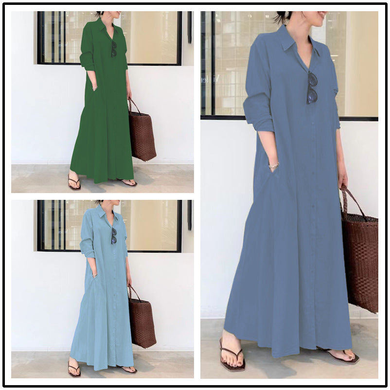 👗 50% RABATT! ✨ Lång, Enkel & Elegant Klänning – Slät Silhuett, Mjukt Tyg & Perfekt För En Minimalistisk Vardagslook 🌸