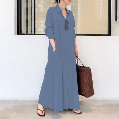 👗 50% RABATT! ✨ Lång, Enkel & Elegant Klänning – Slät Silhuett, Mjukt Tyg & Perfekt För En Minimalistisk Vardagslook 🌸