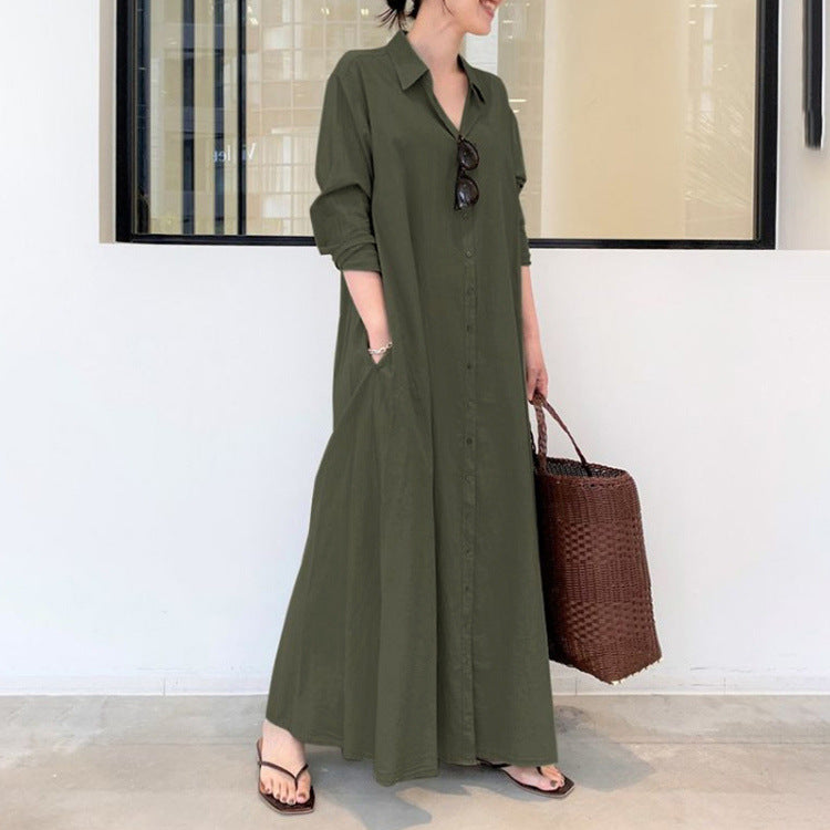 👗 50% RABATT! ✨ Lång, Enkel & Elegant Klänning – Slät Silhuett, Mjukt Tyg & Perfekt För En Minimalistisk Vardagslook 🌸