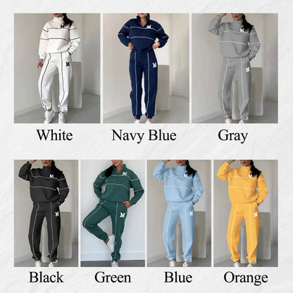 💥NYA HETA REA - 50 % RABATT🔥Damkläder, ledig stil, bokstaven M, långärmad, tvådelat set (uppgraderat tyg utan prisökning)