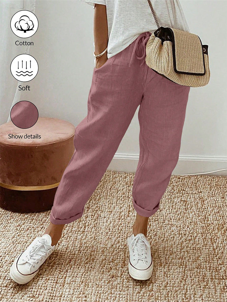 👖 50 % RABATT NU! ⚡ Avslappnade byxor i bomull och linne för kvinnor – hudvänliga, andas, lös passform och en design som passar till allt i vardagen ☁️