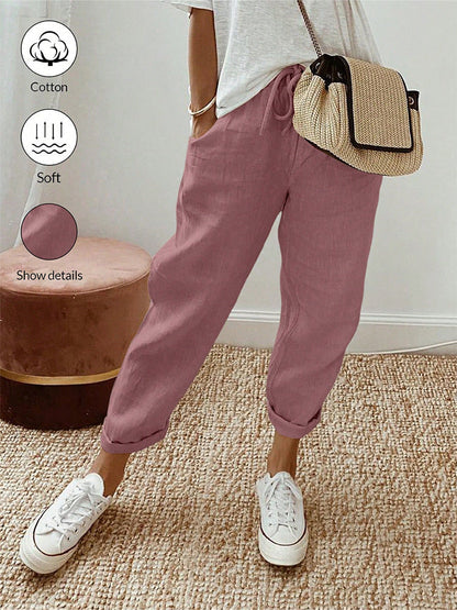 👖 50 % RABATT NU! ⚡ Avslappnade byxor i bomull och linne för kvinnor – hudvänliga, andas, lös passform och en design som passar till allt i vardagen ☁️