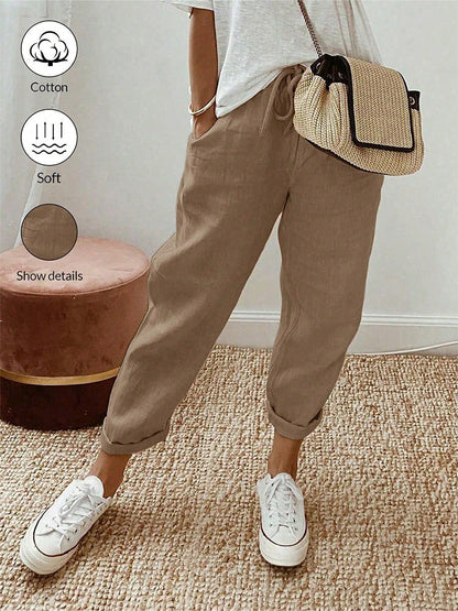 👖 50 % RABATT NU! ⚡ Avslappnade byxor i bomull och linne för kvinnor – hudvänliga, andas, lös passform och en design som passar till allt i vardagen ☁️
