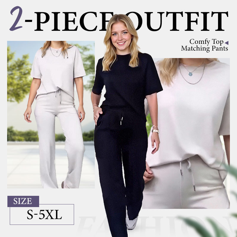 ✨51% rabatt✨Chic topp och matchande byxor för kvinnor 2-delad outfit