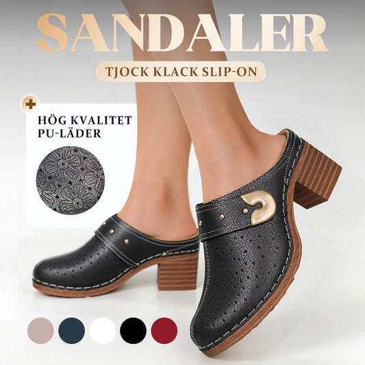 Högklackade ortopediska sandaler med tjocka klackar och halvklackar
