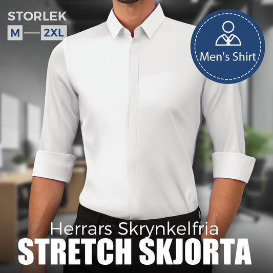 Herrars skrynkelfria stretch skjorta