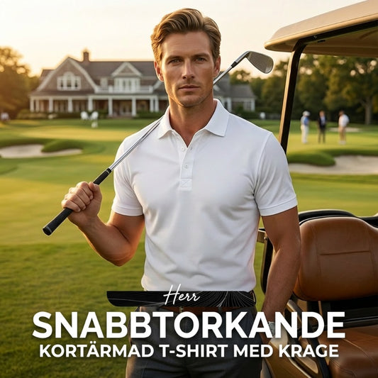 💎 50 % RABATT! 💎 Snabbtorkande T-shirt med krage och korta ärmar för män – atletisk passform, skrynkelfri och perfekt för jobbet eller helgen 👕