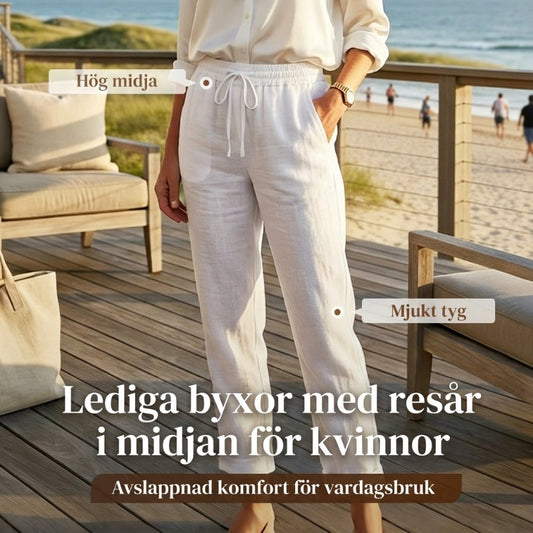 🌿 Nya dambyxor i bomull och linne med dragsko 👖