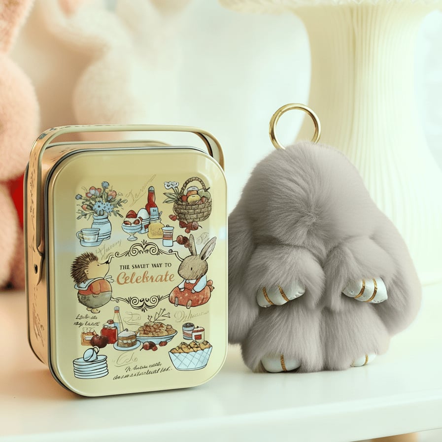 🏆TIDSBEGRÄNSAD SPECIALREA 50 % RABATT🐰Handgjorda mjuka kaninpompon-berlocke