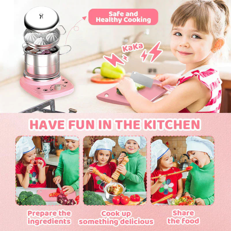 🎁[Bästa gåvan för barn]🍳Barnens riktiga matlagningsminiköksleksaker - 22 PCS-uppsättning