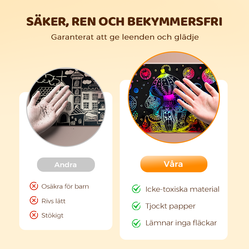 Regnbågens magiska skrappapper med träpenna