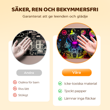 Regnbågens magiska skrappapper med träpenna