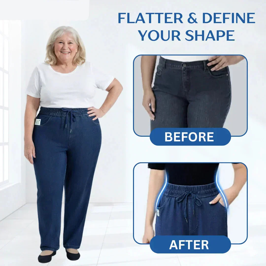 ⏳Tidsbegränsat erbjudande: 65 % rabatt!!💕👖Mom-jeans med hög midja och extremt stretchig passform