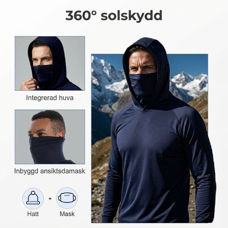 Lätt, snabbtorkande huvtröja för män med UV-skyd