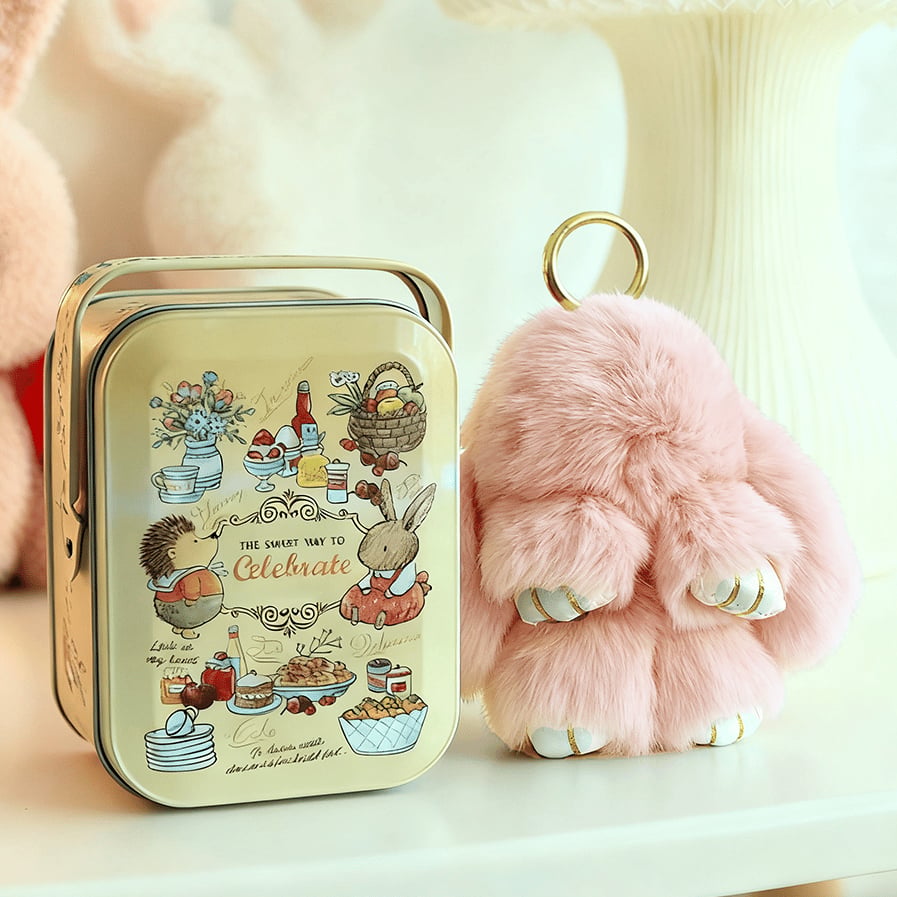 🏆TIDSBEGRÄNSAD SPECIALREA 50 % RABATT🐰Handgjorda mjuka kaninpompon-berlocke