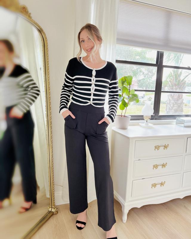 🎁 Sista dagen 50% rabatt 🔥 Löst sittande byxor med hög midja för affärsmässig fritid och yogabyxor