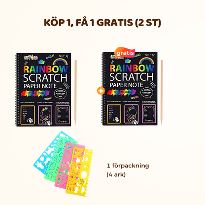 Regnbågens magiska skrappapper med träpenna