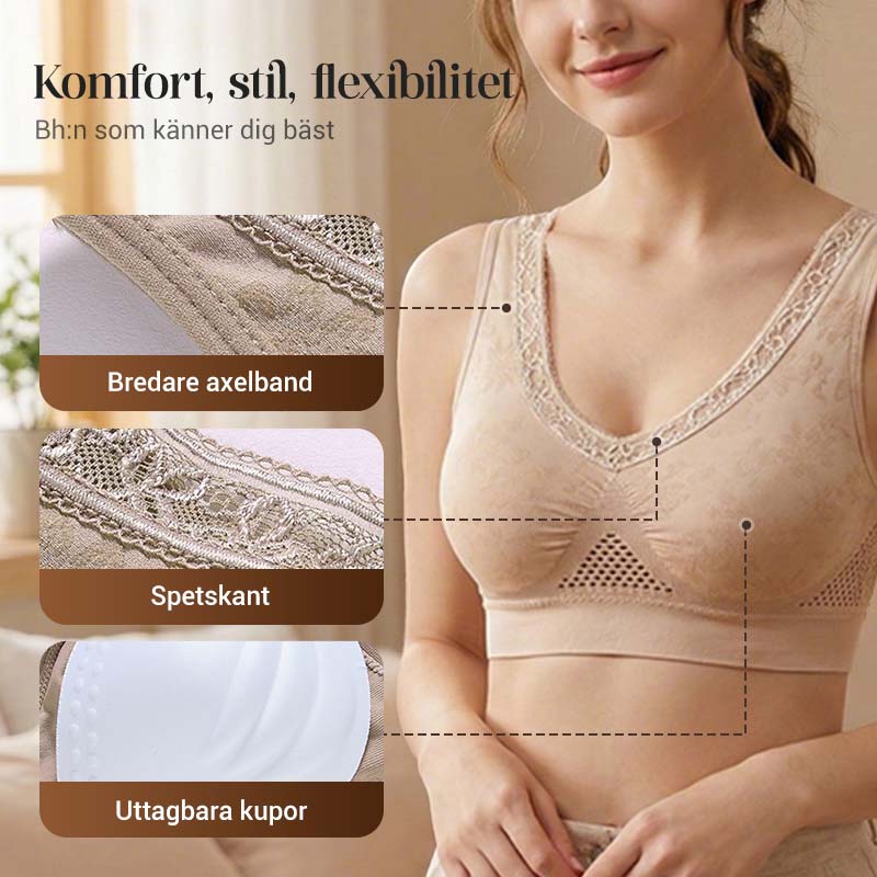 【✨1 + 1 gratis - 2 st】Sömlös spets-bh med högt stöd för kvinnor