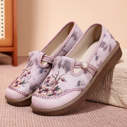 🔥Het försäljning⏳Broderade skor med platt slip-on för kvinnor