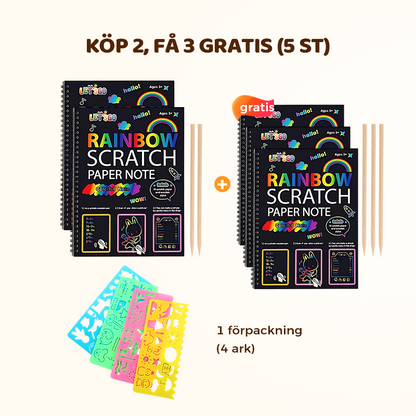 Regnbågens magiska skrappapper med träpenna