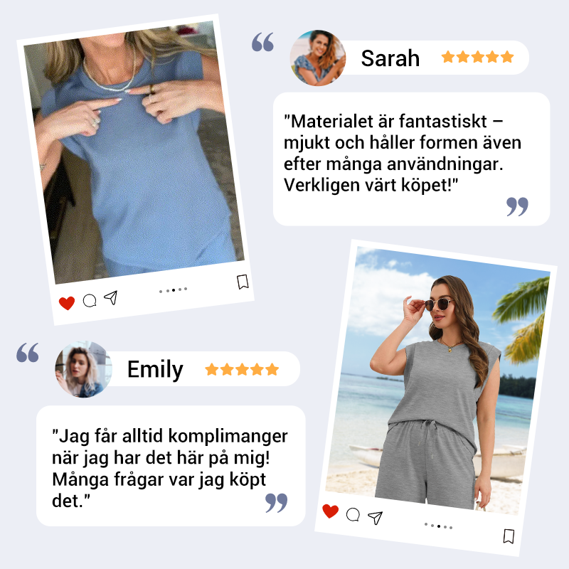 🌺Senaste dagskampanj 50% rabatt🌺2025 Ny dam casual topp med kepsärm och vida benbyxor i två delar