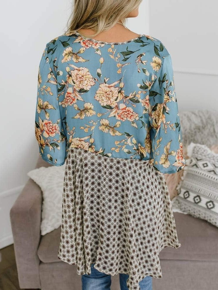 💐Vårrea 2026🌸Blommig kimono-inspirerad damkofta med volangärmar och knytband – en lätt, bohemisk och avslappnad topp