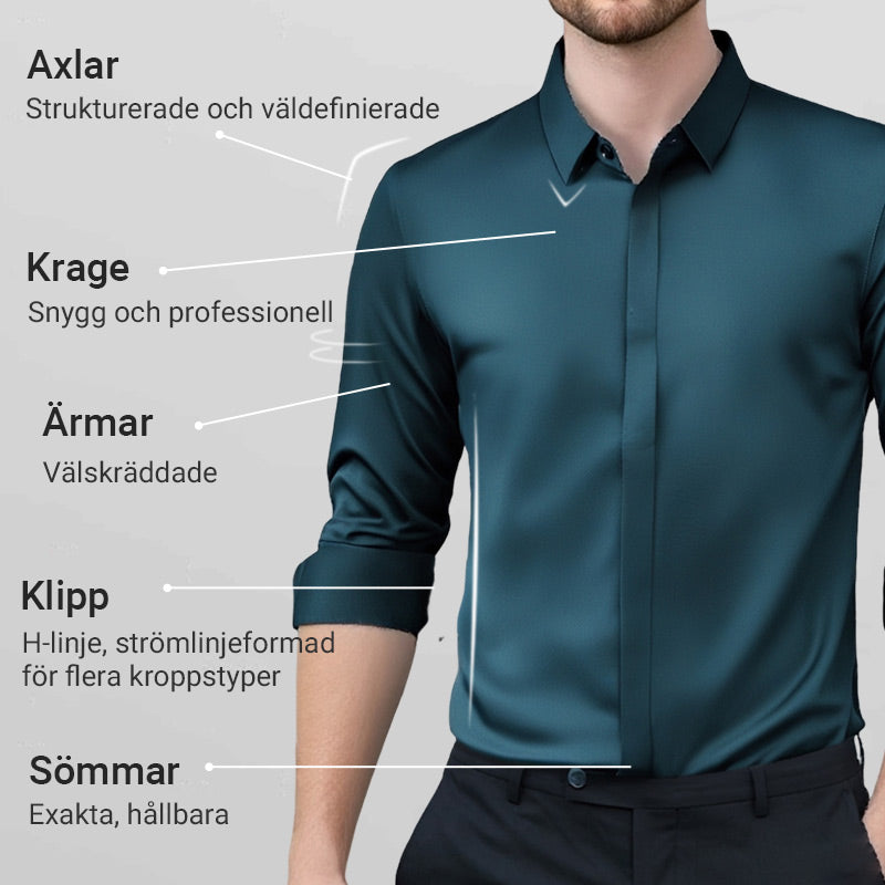 Herrars skrynkelfria stretch skjorta
