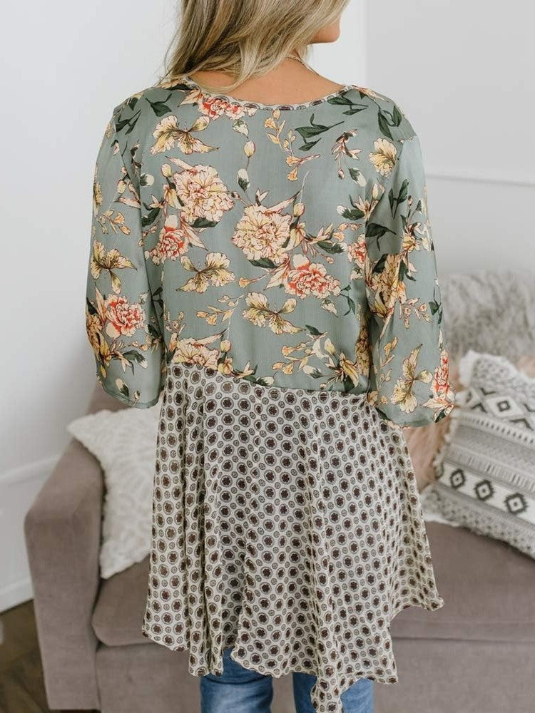 💐Vårrea 2026🌸Blommig kimono-inspirerad damkofta med volangärmar och knytband – en lätt, bohemisk och avslappnad topp