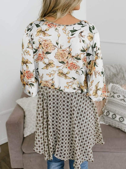 💐Vårrea 2026🌸Blommig kimono-inspirerad damkofta med volangärmar och knytband – en lätt, bohemisk och avslappnad topp