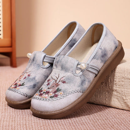 🔥Het försäljning⏳Broderade skor med platt slip-on för kvinnor