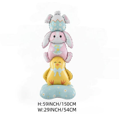 🐰🎉3 gigantiska 3D-stående kaninballonger – Självstående festlig glädje