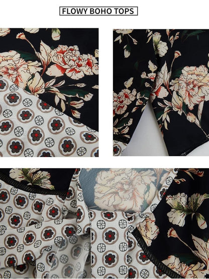 💐Vårrea 2026🌸Blommig kimono-inspirerad damkofta med volangärmar och knytband – en lätt, bohemisk och avslappnad topp
