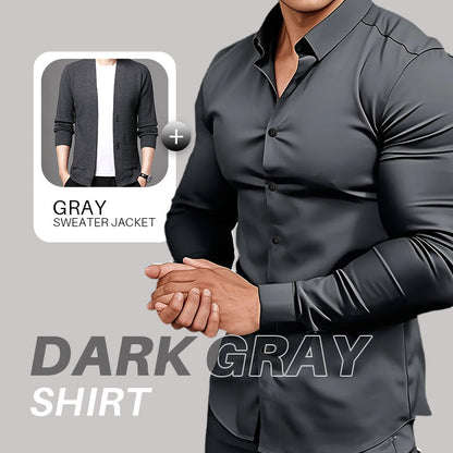 Heltäckande långärmade skjortor med knappar för män