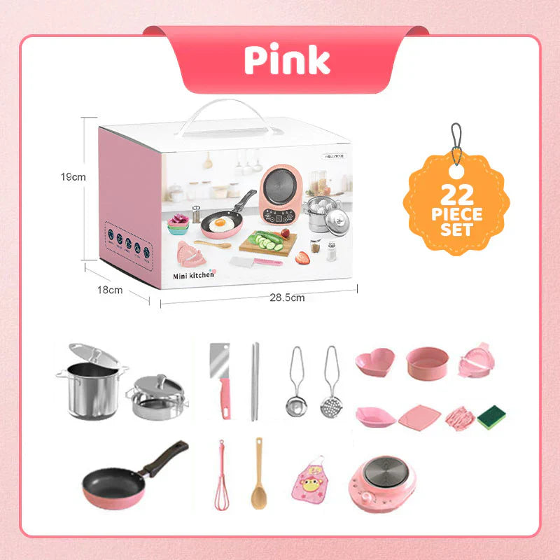 🎁[Bästa gåvan för barn]🍳Barnens riktiga matlagningsminiköksleksaker - 22 PCS-uppsättning