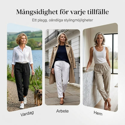 🌿 Nya dambyxor i bomull och linne med dragsko 👖