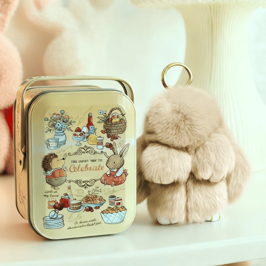 🏆TIDSBEGRÄNSAD SPECIALREA 50 % RABATT🐰Handgjorda mjuka kaninpompon-berlocke