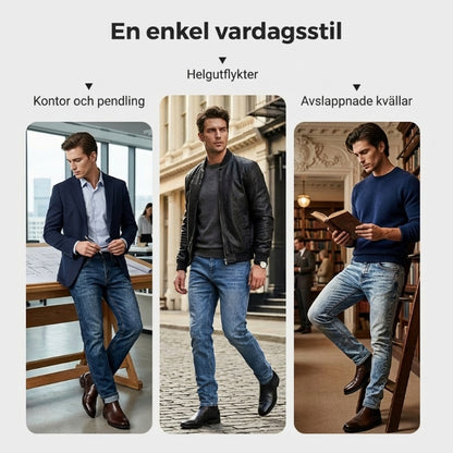 👖 55% RABATT! 🔥 Moderna Stretchjeans i Slim Fit – Vintage-tvättad, Bekväm Stretch & Perfekt för Vardagsbruk 💙