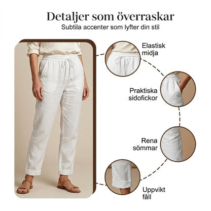 🌿 Nya dambyxor i bomull och linne med dragsko 👖