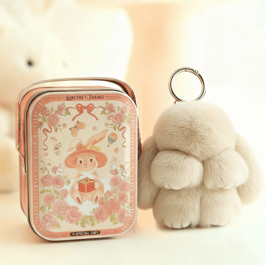 🏆TIDSBEGRÄNSAD SPECIALREA 50 % RABATT🐰Handgjorda mjuka kaninpompon-berlocke