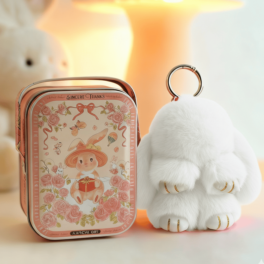 🏆TIDSBEGRÄNSAD SPECIALREA 50 % RABATT🐰Handgjorda mjuka kaninpompon-berlocke